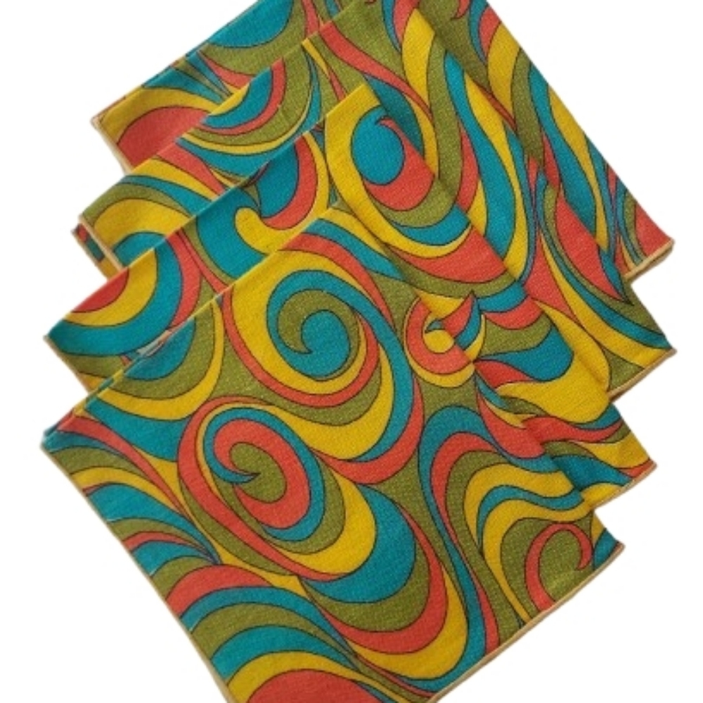 MCM Retro Mod Colorful Swirl Pattern Cocktail Napkins